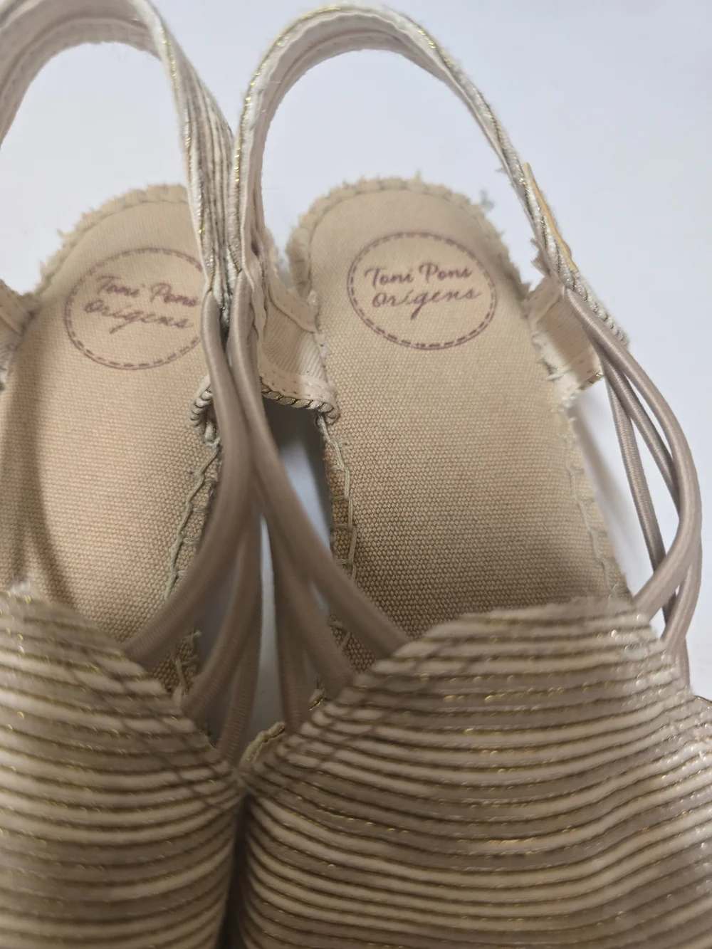 Ton Pons Originals Women's Metallic Cream Slingback Espadrille Flats